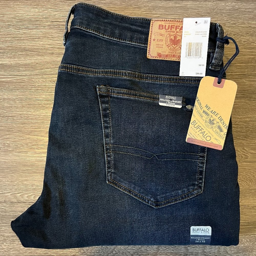 NWT RELAXED STRAIGHT DRIVEN Dark Jeans - BM22639 38x30